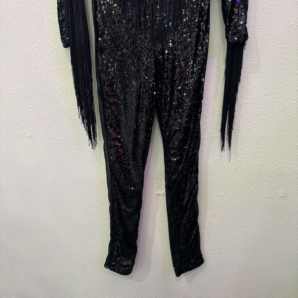 VALENTINE,SEQUIN ROMPER ,BLK,S