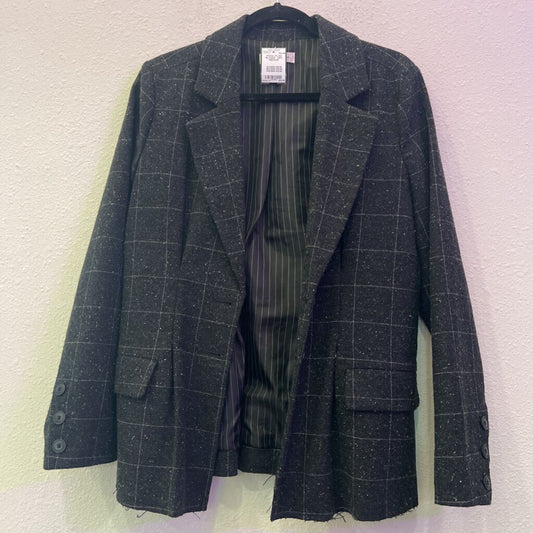 TREASURE BOND,WOOL PLAID BLAZER ,GRY,MEDIUM