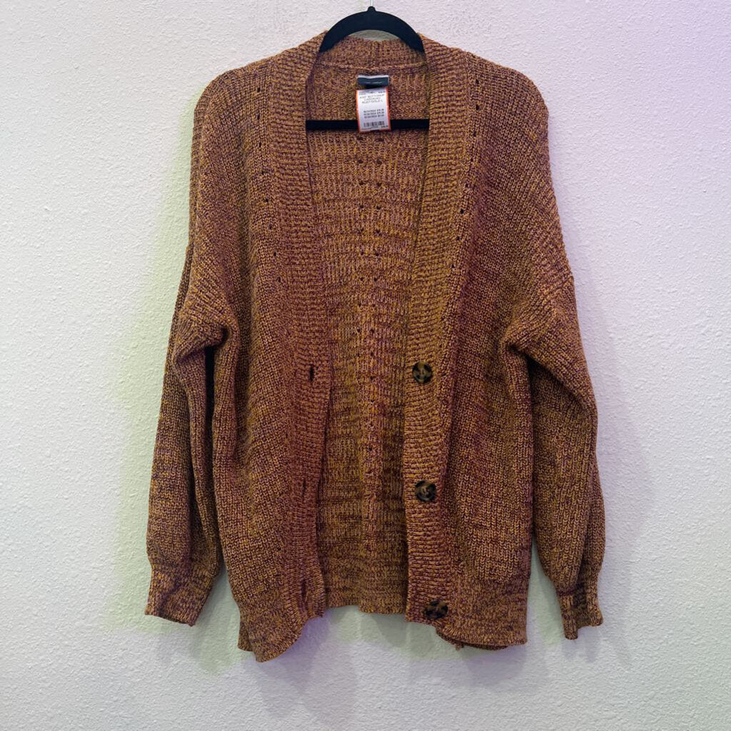 LOVE ELLIE,KNIT BUTTONUP CARDIGAN ,RUST/GOLD,L