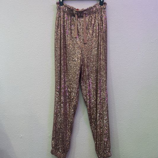 FREE PEOPLE,SEQUIN JOGGER PANT ,ROSE GOLD,XS