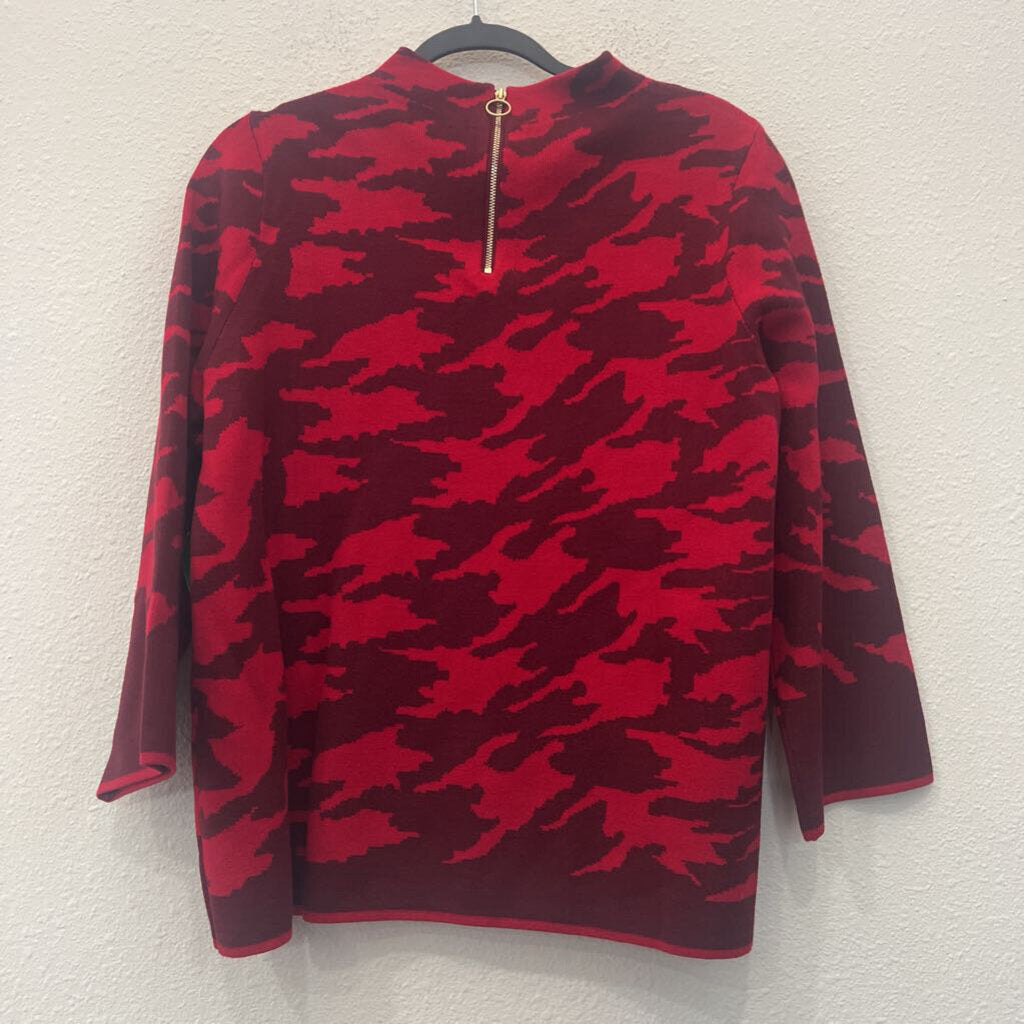 CHICO'S,LONGSLV CAMO SWEATER,RED,2P