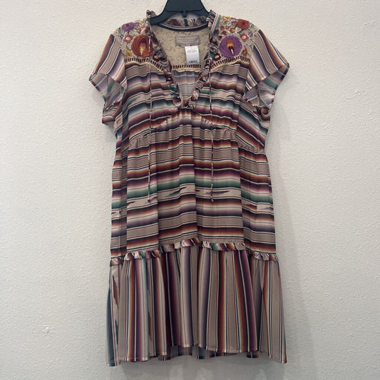 DOUBLE D RANCH,SHORTSLV SHEER STRIPED DRESS,MULTI,L