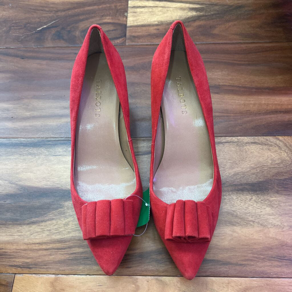 TALBOTS,KITTEN SUEDE HEEL ,RED,7.5