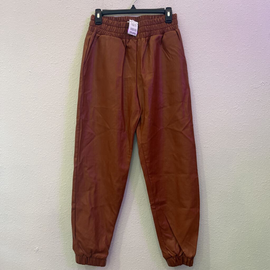 TCEC,PLEATHER JOGGER PANT ,CAMEL,M