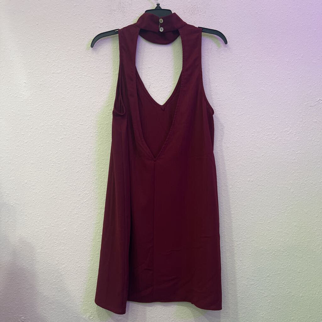 MUMU,BACKLESS TANK DRESS,MAROON,M