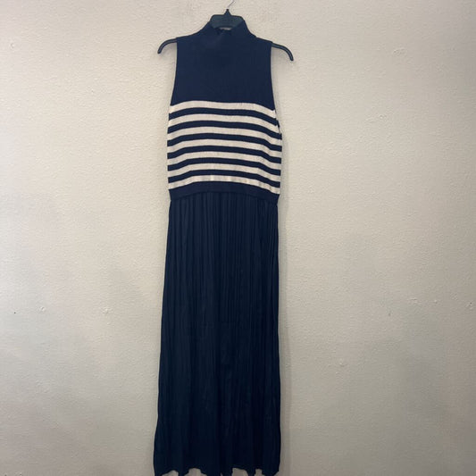 ANTHROPOLOGIE,STRIPED DRESS,NAVY,XL