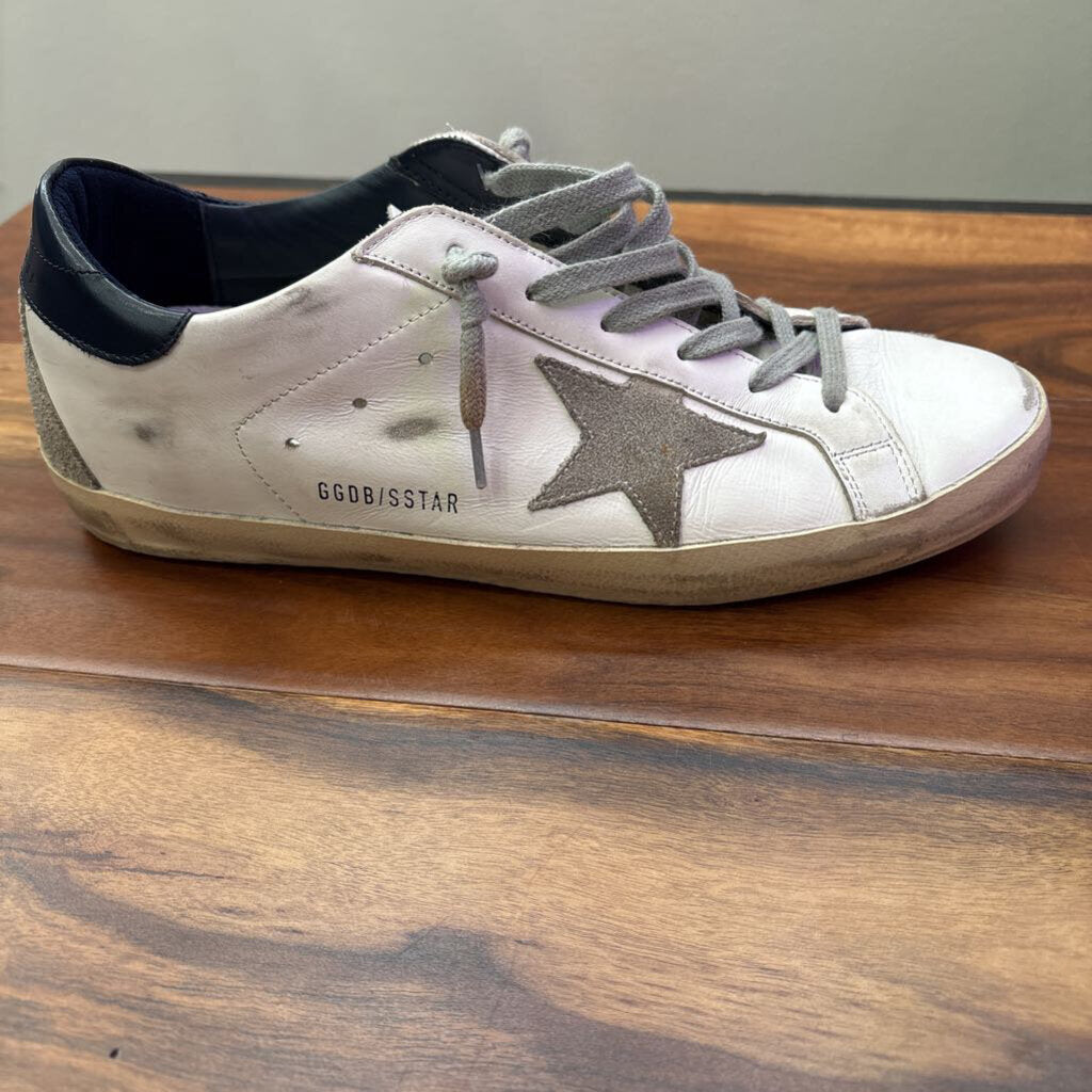 GOLDEN GOOSE,SUPERSTAR SNEAKERS,WHITE/NAVY,41