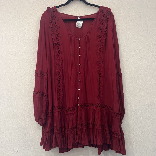 FREE PEOPLE,LONGSLV DRESS,MAROON,M