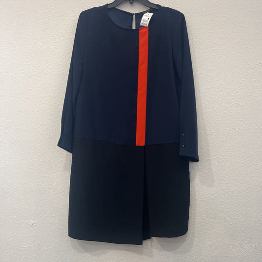 LONGSLV DRESS,NAVY ORANGE,L