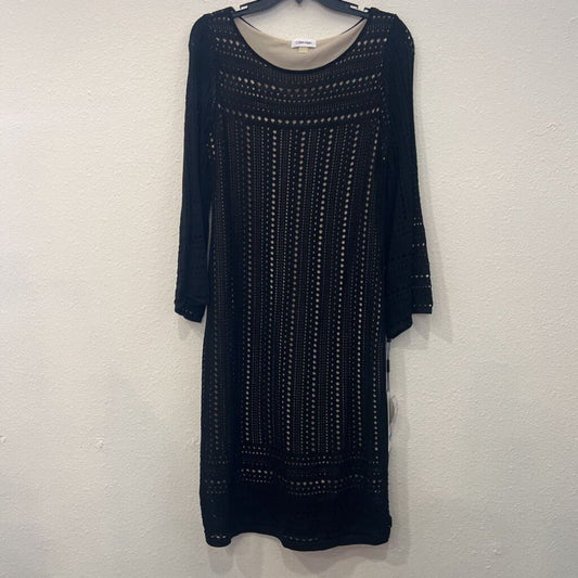 CALVIN KLEIN,LONGSLV DRESS,BLACK BEIGE,XL