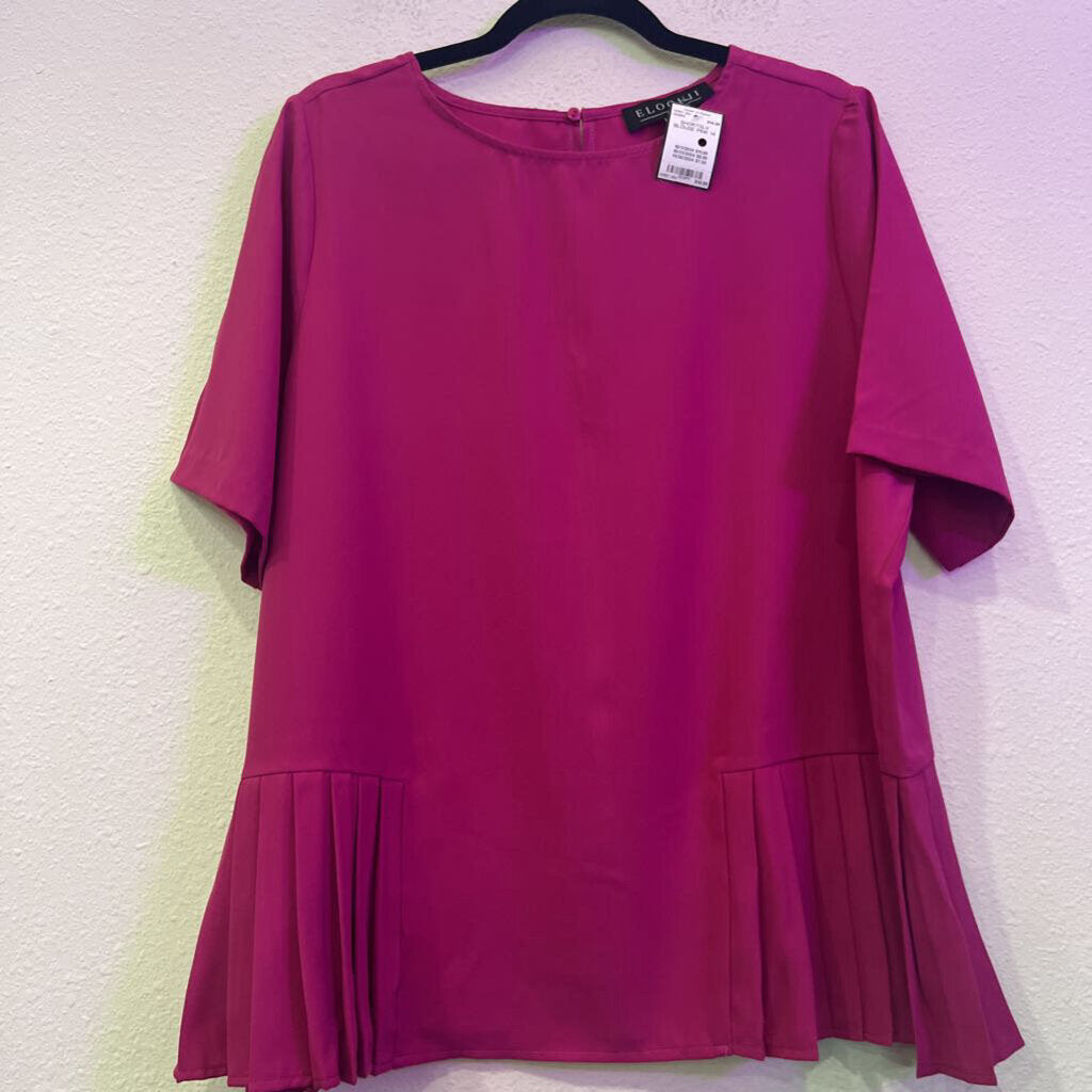 ELOQUII,SHORTSLV BLOUSE,PINK,14