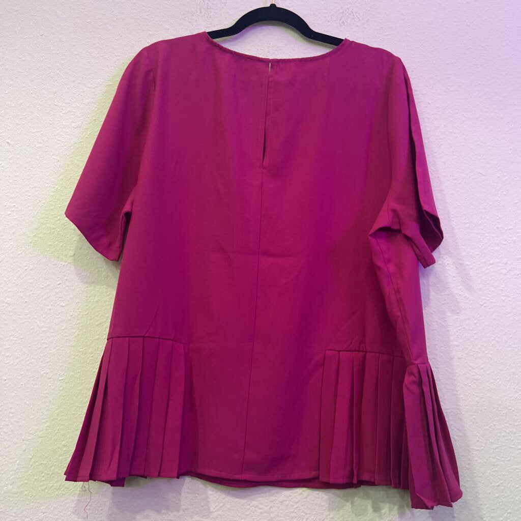 ELOQUII,SHORTSLV BLOUSE,PINK,14
