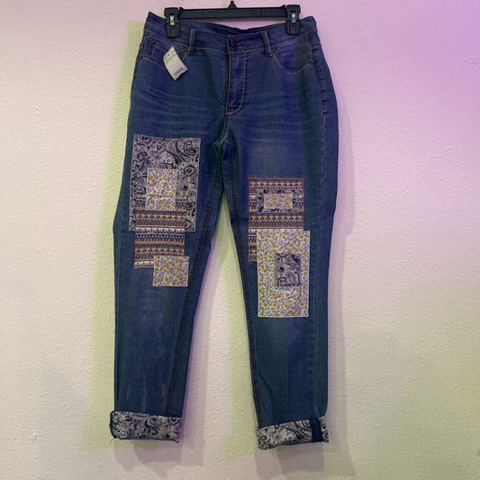 MULTIPLES,PATCH WORK DENIM PANT,DENIM,4