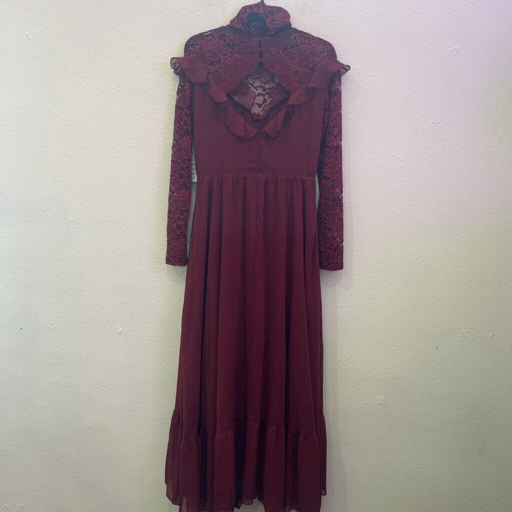 JOYFOLIE,LONGSLV DRESS,MAROON,M