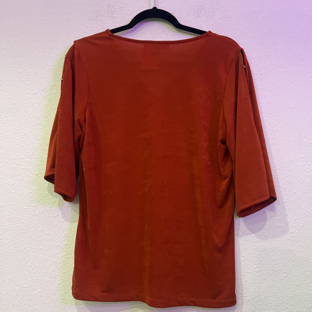 3/4SLV TOP,ORANGE,M