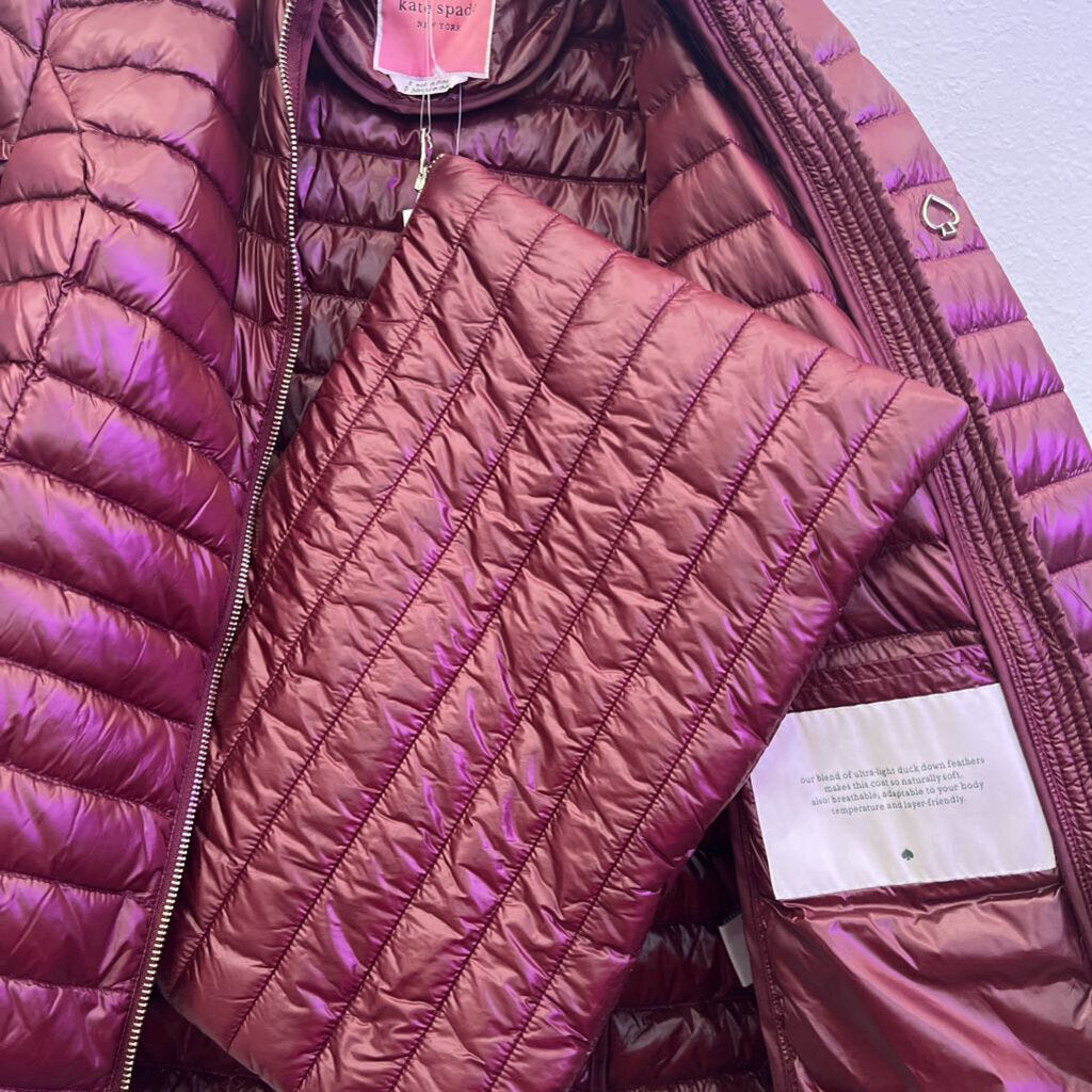 KATE SPADE,PUFFER JACKET,MAROON,S