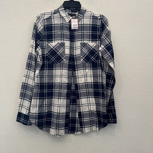 LONGSLV PLAID BUTTON UP,BLUE,4T