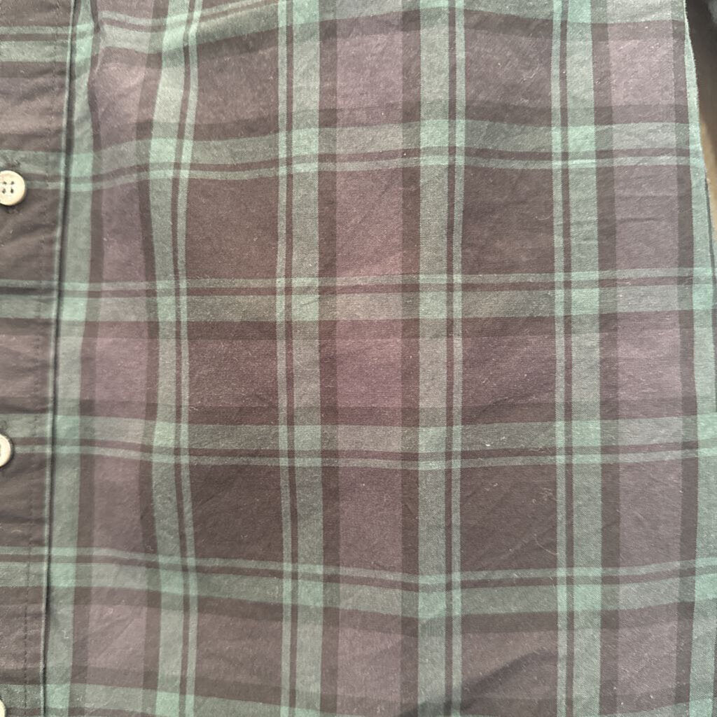 LONGSLV PLAID BUTTON UP,BLUE GREEN,4T