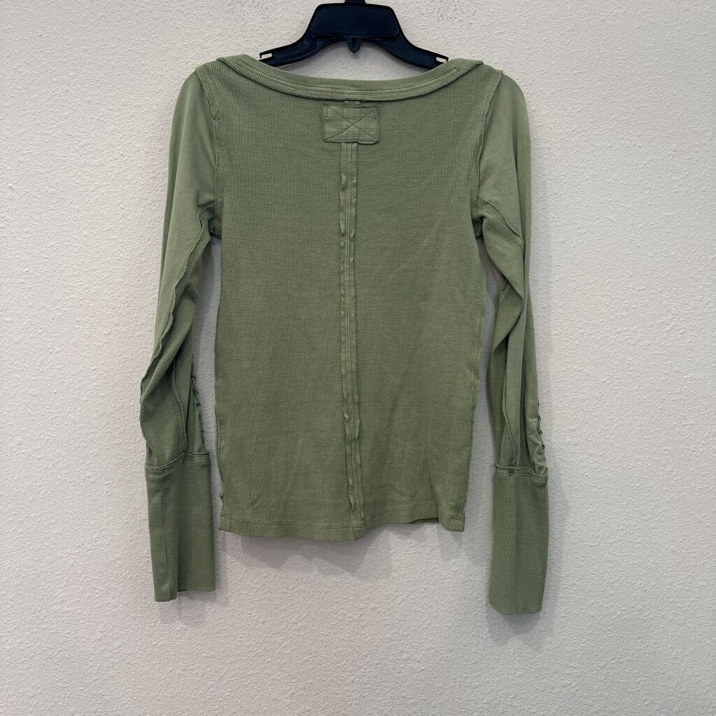 WE THE FREE,LONGSLV TOP,GREEN,S