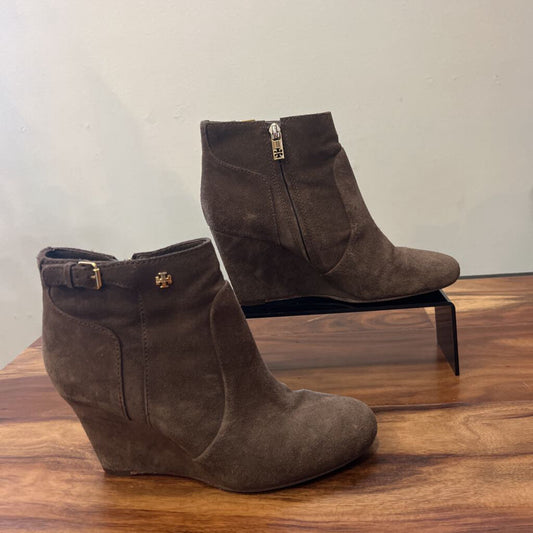 TORY BURCH,WEDGE BOOTIES,BROWN,8.5