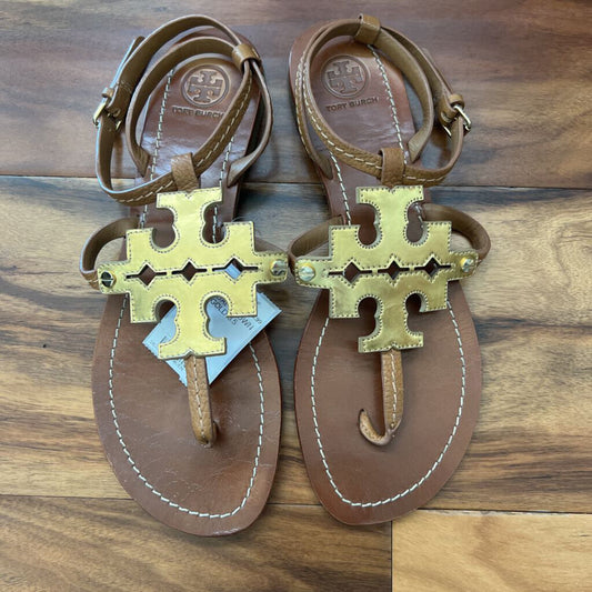 TORY BURCH,SANDAL,BROWN GOLD,8.5