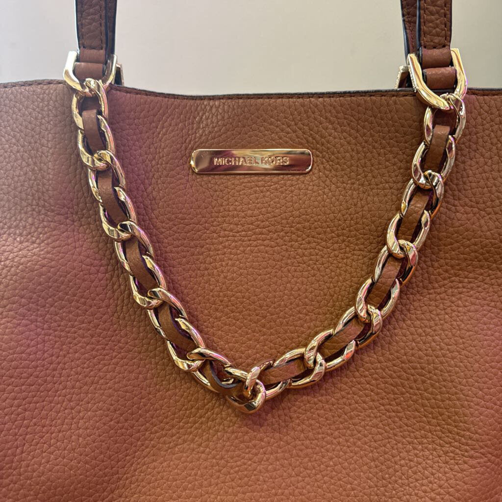 MICHEAL KORS,LEATHER TOTE BAG ,CAMEL