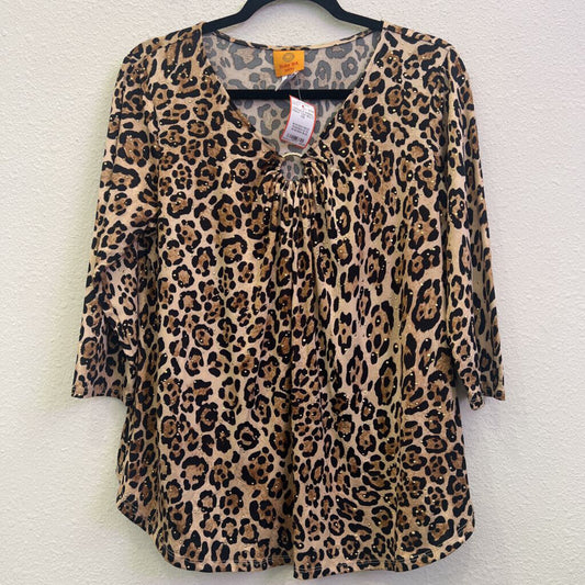 ADRIENNE VITTADINI,LONGSLV ANIMAL PRINT TOP,MULTI,PM