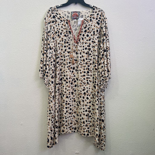 JOHNNY WAS,ANIMAL PRINT VELVET DRESS, XL