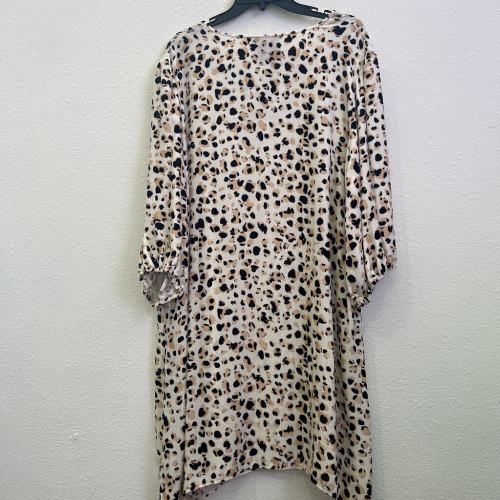 JOHNNY WAS,ANIMAL PRINT VELVET DRESS, XL