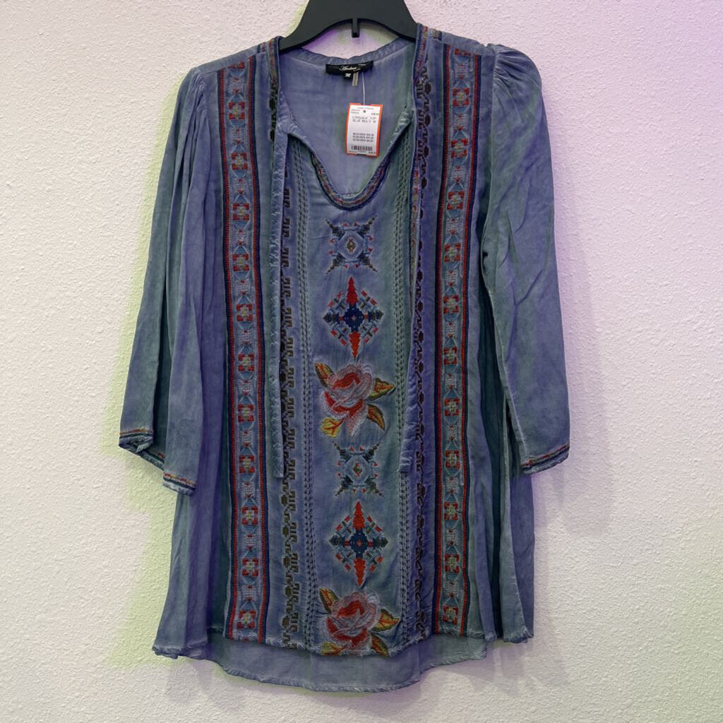 ANDREE,LONGSLV TOP,BLUE MULTI ,M