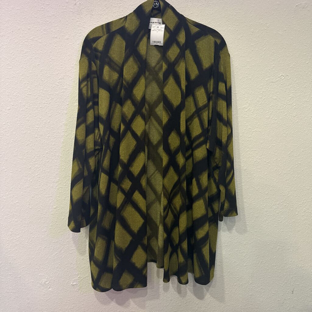 CAROLINE ROSE,PATTERNED KIMONO ,GRN/BLK,1X