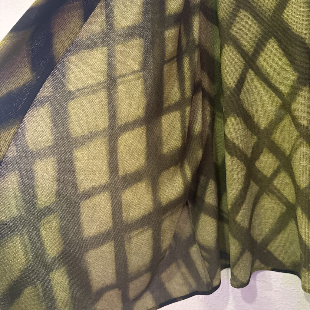 CAROLINE ROSE,PATTERNED KIMONO ,GRN/BLK,1X