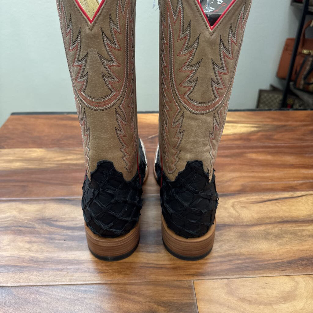 HORSE POWER,NWT WESTERN BOOTS,BLACK TAN RED,8.5