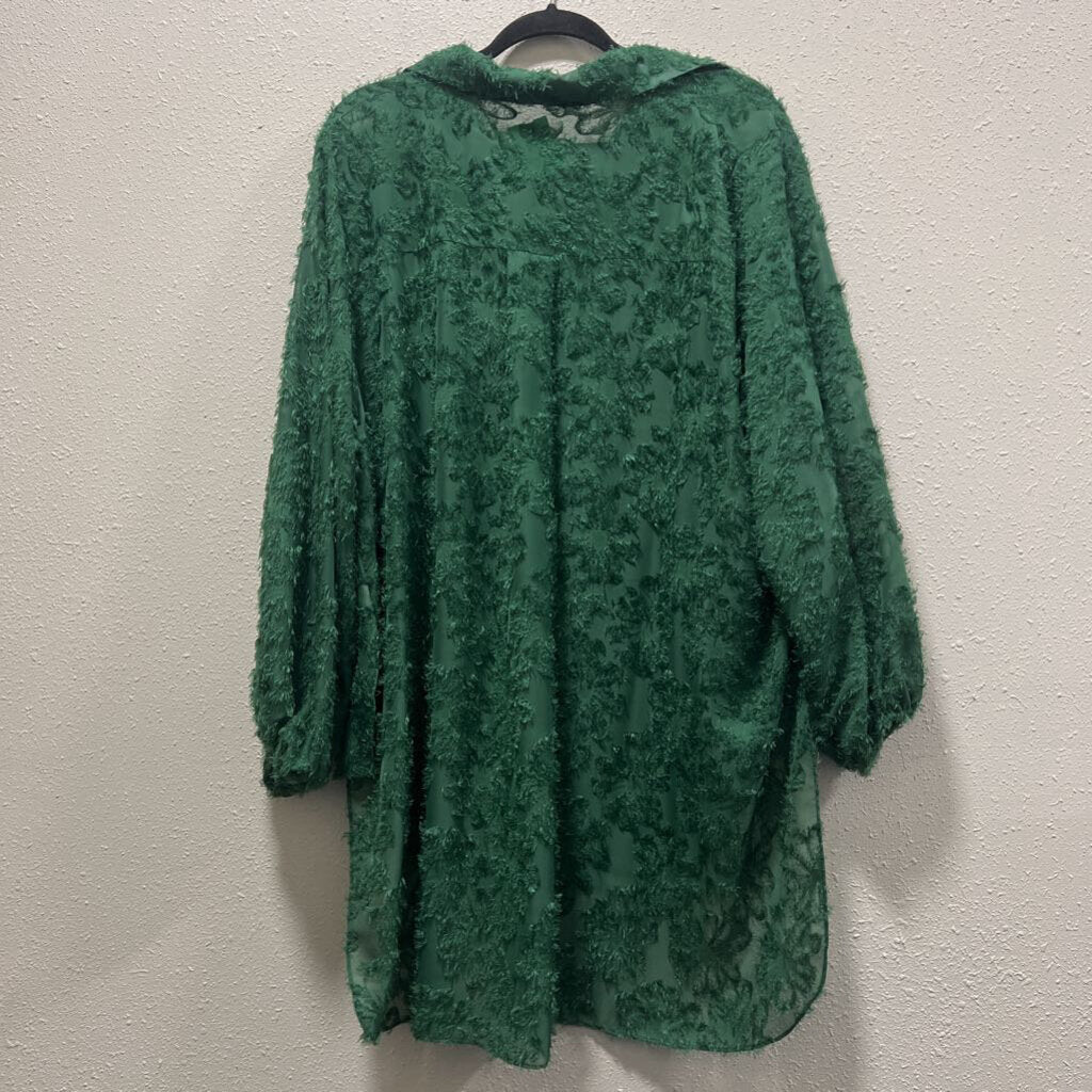 KATIE HEWKO,LONGSLV TUNIC TOP ,GREEN,M/L