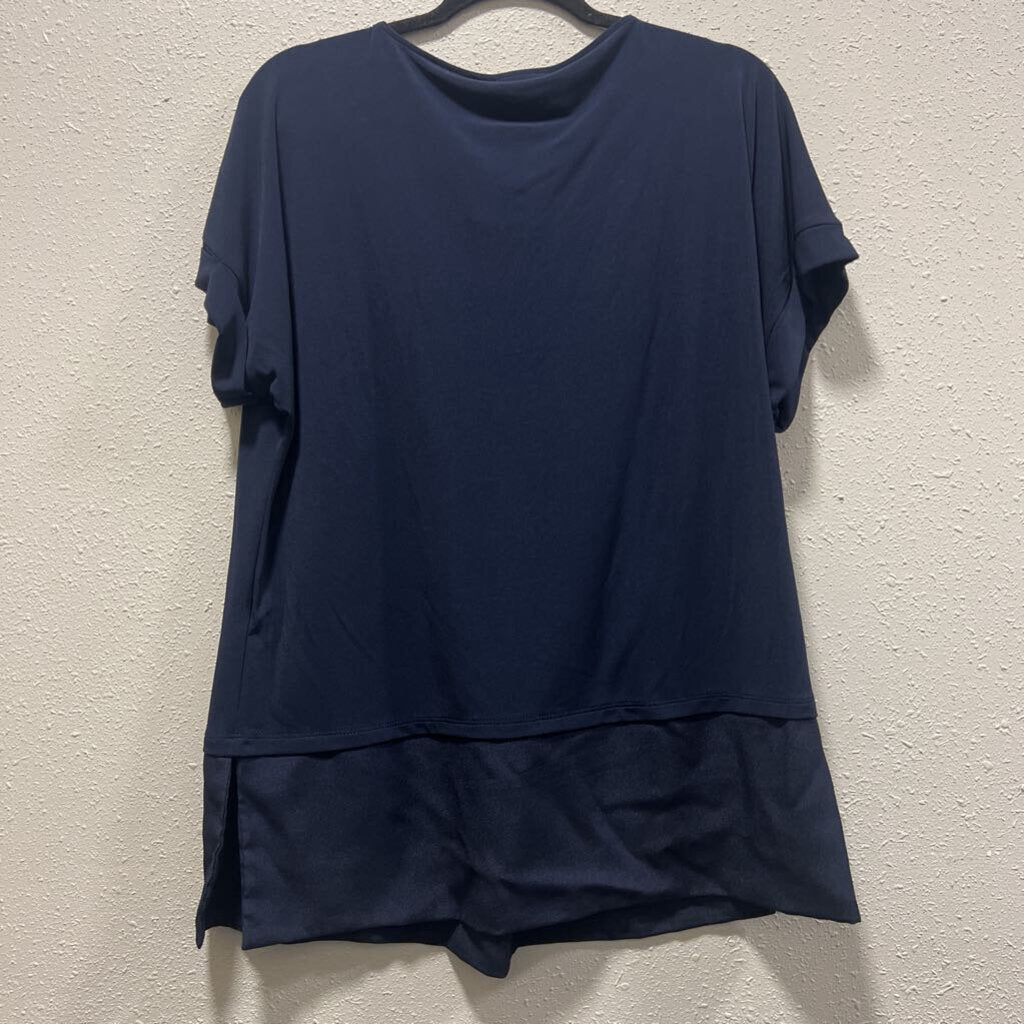 CALVIN KLEIN,SHORTSLV TOP ,BLUE,L