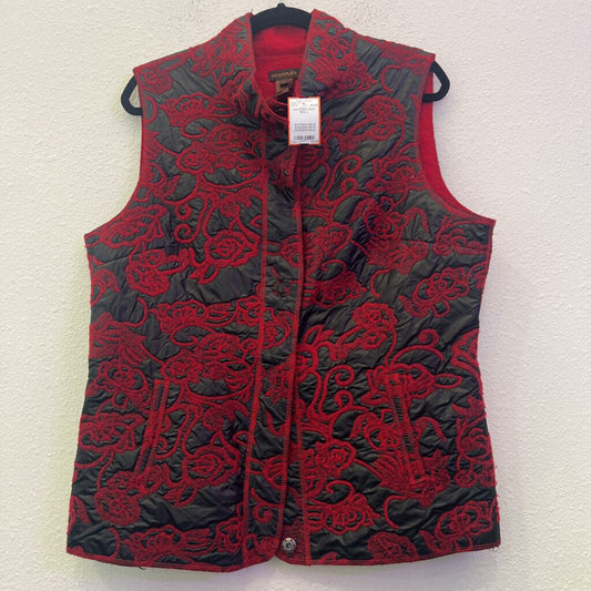 MULTIPLES,LEATHER VEST,RED,L