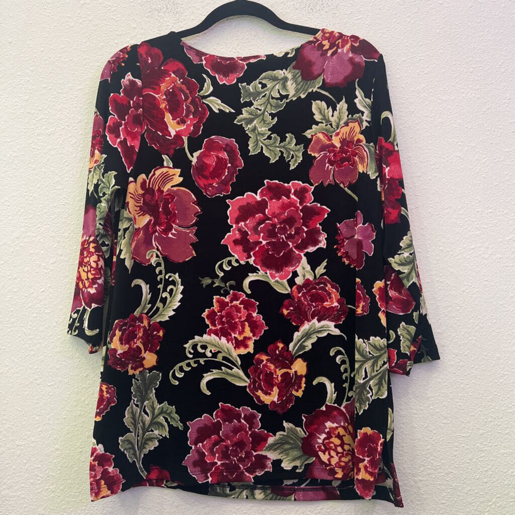 CHICO'S,LONGSLV FLORAL TOP ,MULTI,1