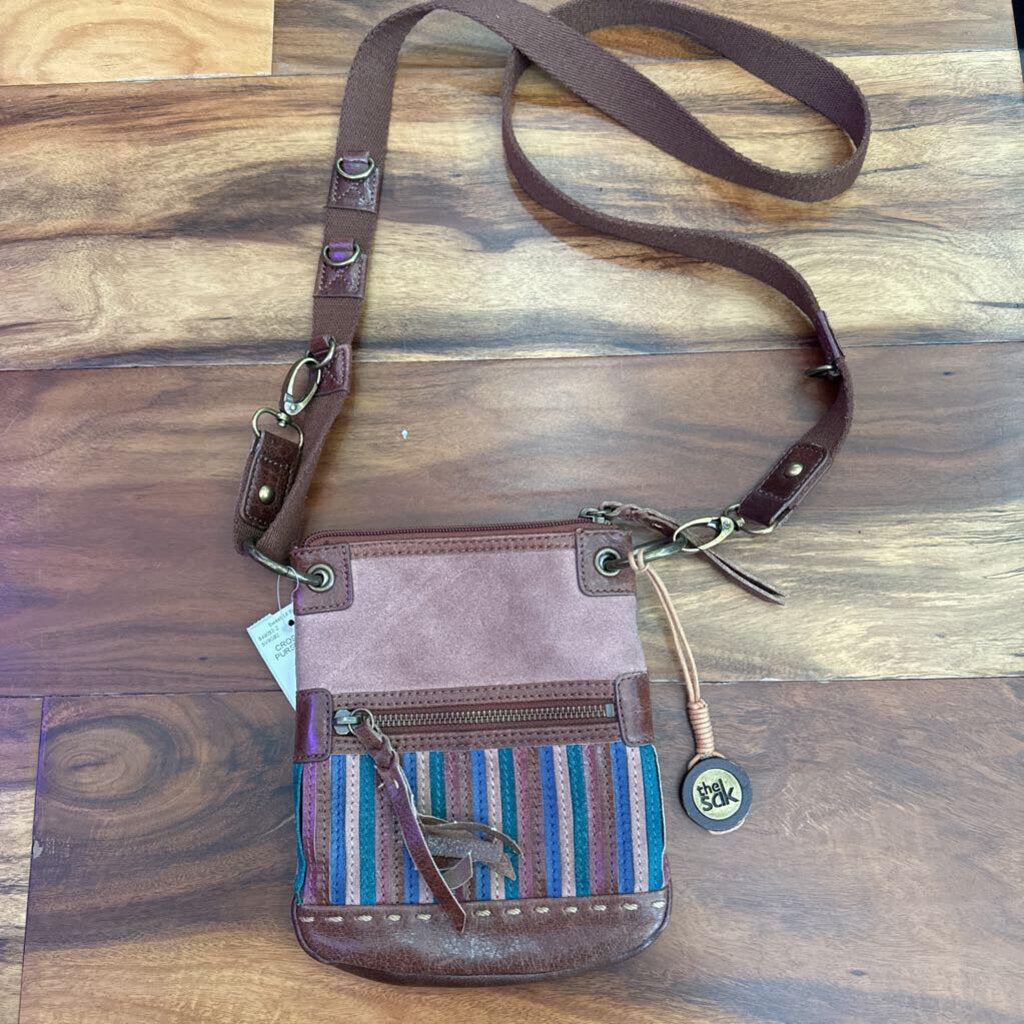 CROSSBODY PURSE,BROWN MULTI