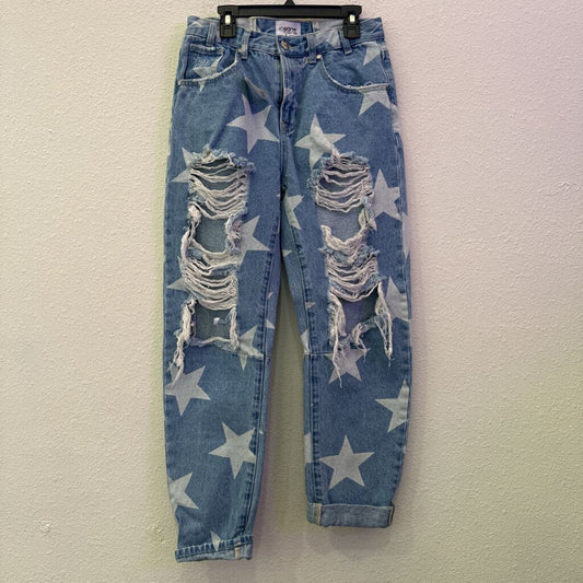 INSANE GENE,DISTRESSED STAR DENIM ,BLUE,25