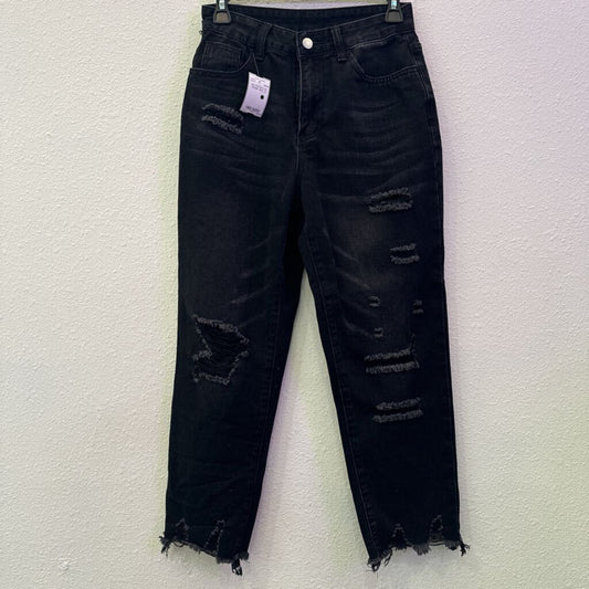 NO BRAND,DISTRESSED BF DENIM ,BLK,25