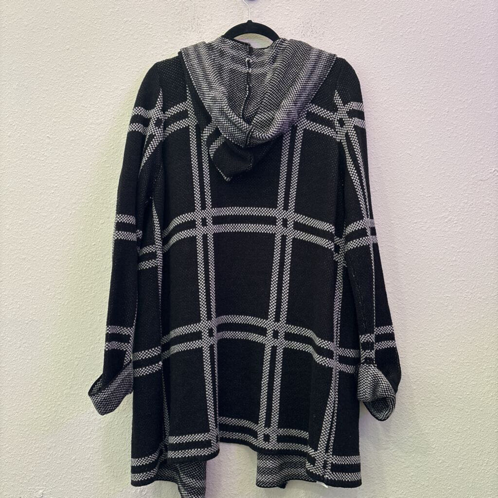 ABSOLUTELY FAMOUS,SWEATER CARDIGAN,BLACK WHITE,XL