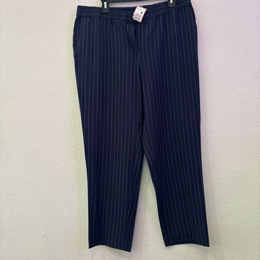 RAFAELLA,PINSTRIPE PANT,NAVY WHITE,14