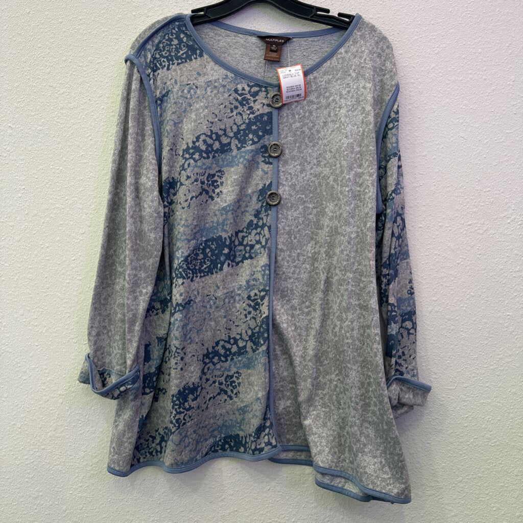 MULTIPLES,LONGSLV TOP ,GRAY BLUE,XL