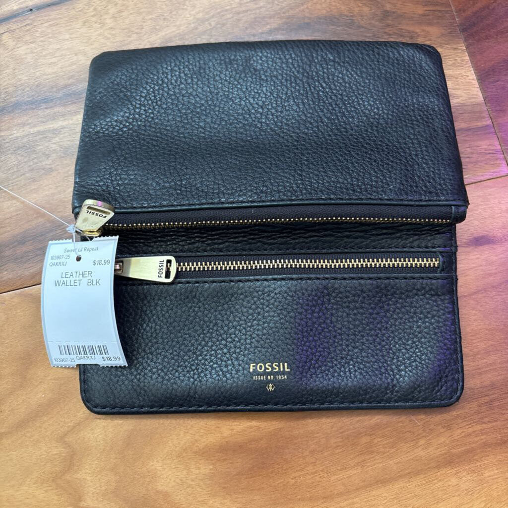 FOSSIL,LEATHER WALLET ,BLK