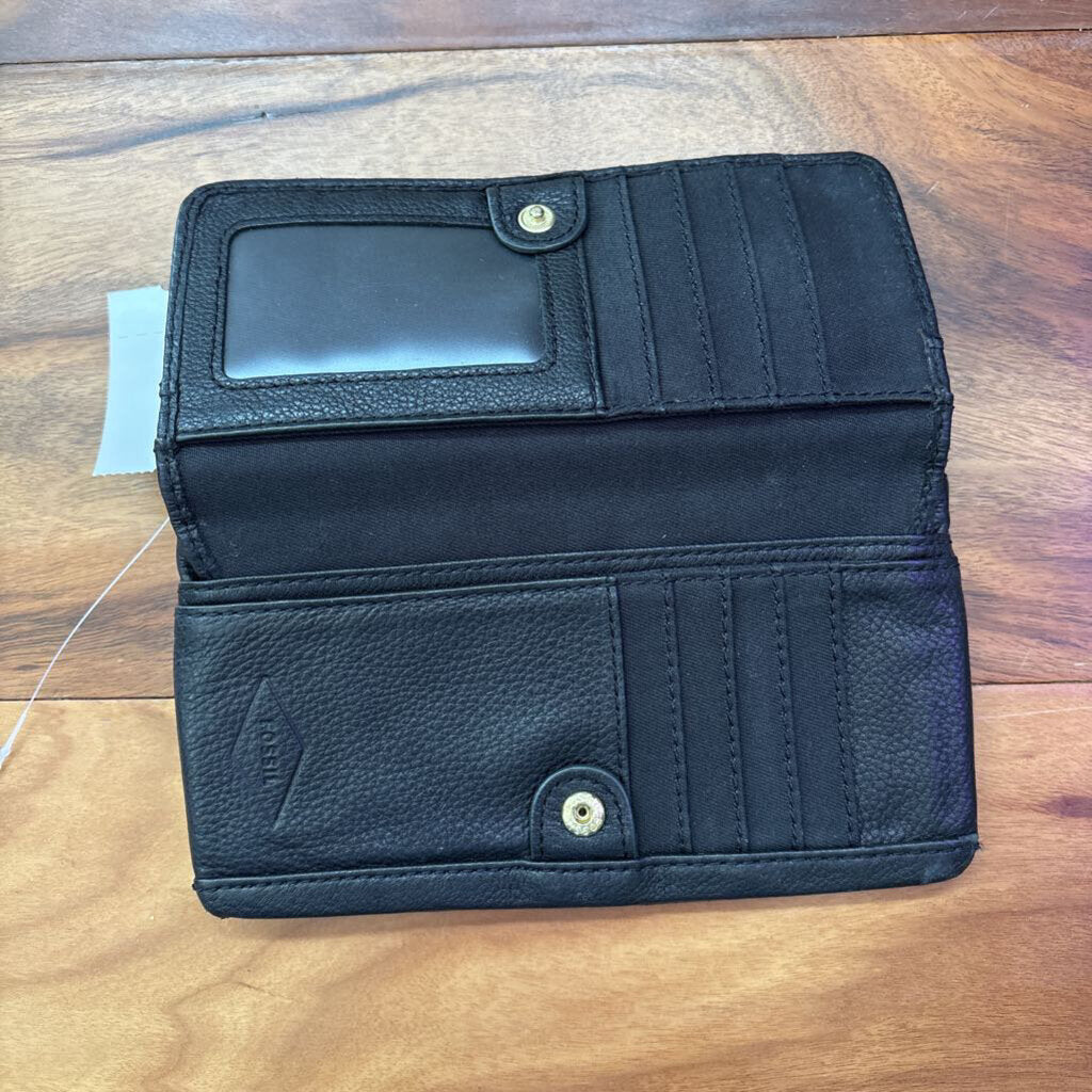 FOSSIL,LEATHER WALLET ,BLK