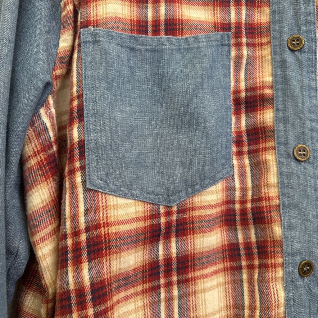 EE:SOME,DENIM PLAID TOP ,BLUE/RED,S