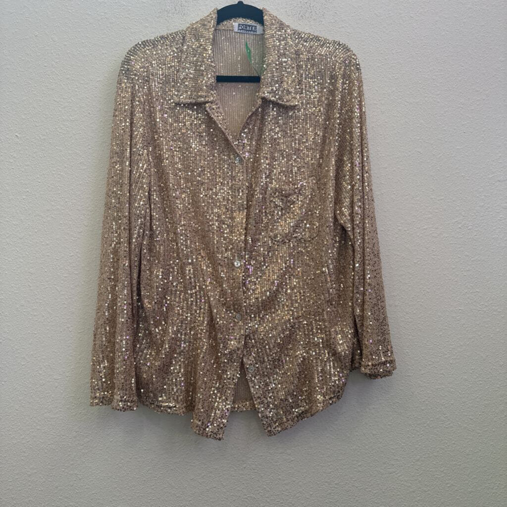 PORTER,SEQUIN TOP ,GOLD ,M