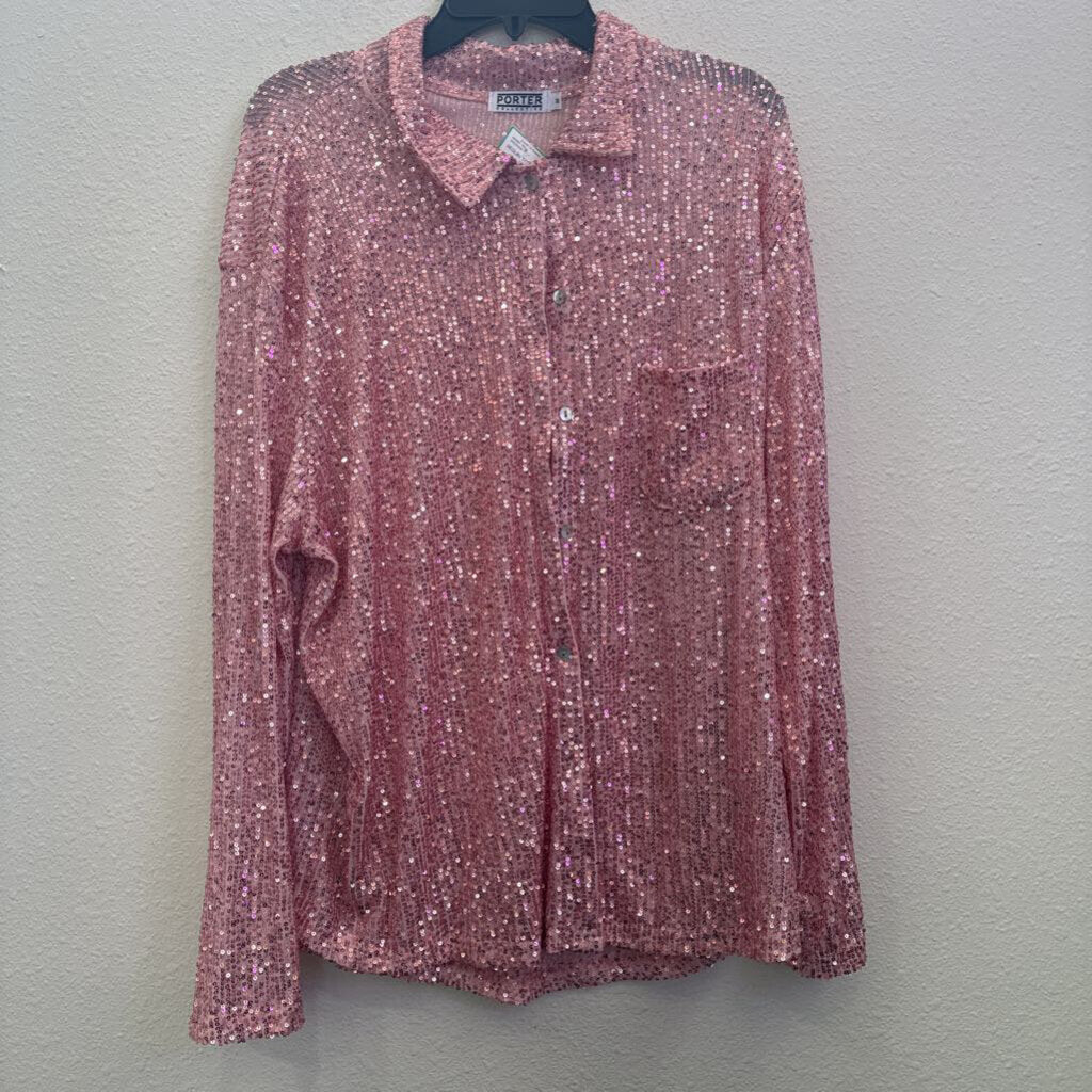 PORTER,SEQUIN TOP ,PINK ,M