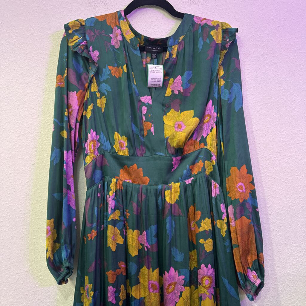 CURRENT AIR,SILK FLORAL DRESS ,MULTI ,L