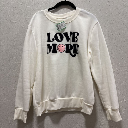 GRAPHIC CREWNECK SWEATER,WHT,SMALL